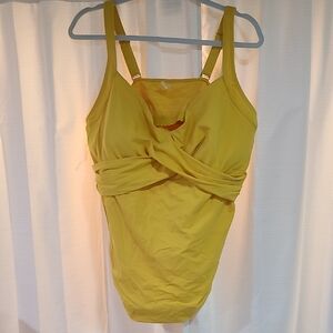 Lands End Women’s Twist-Front Yellow Swim Tank Top